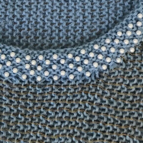 Mac & Jac Vintage Y2K Sleeveless Sweater Beads Sequins Metallic Top Blue Preppy - Picture 13 of 14